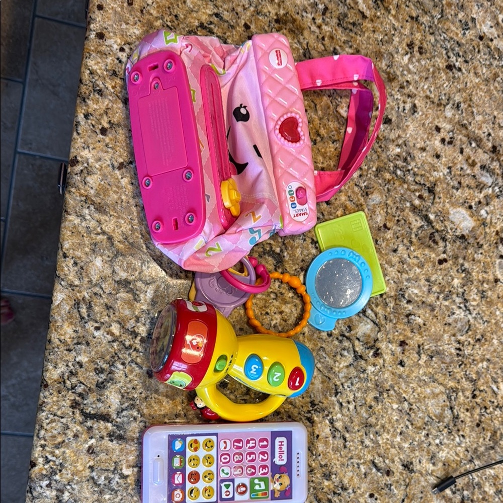 Fisher-Price Pink and Yellow Learning Toys-All 4 toys work!!